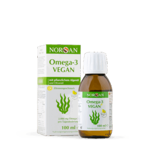 NORSAN Omega-3 Vegan Öl – Pflanzliches Algenöl mit 2.000 mg Omega-3-Fettsäuren (EPA & DHA) pro Tagesdosis.