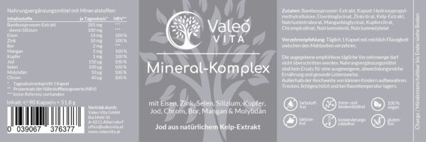Valeo Vita Mineral Komplex Etikett