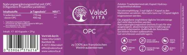 Valeo Vita OPC Etikett