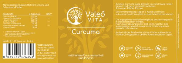 Valeo Vita Curcuma Etikett