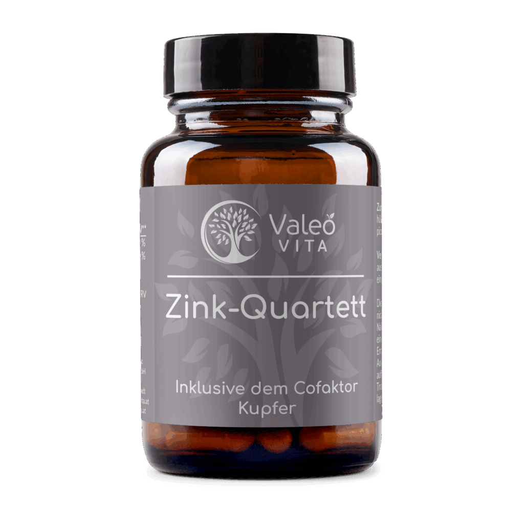Zink-Quartett Kapseln von Valeo Vita – Zink-Komplex aus 4 Verbindungen, 30 mg Zink und 1 mg Kupfer
