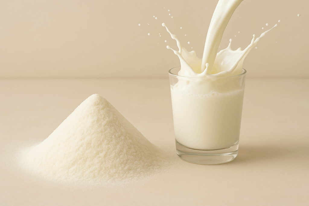 Zuckerhaufen mit Glasmilch im Hintergrund