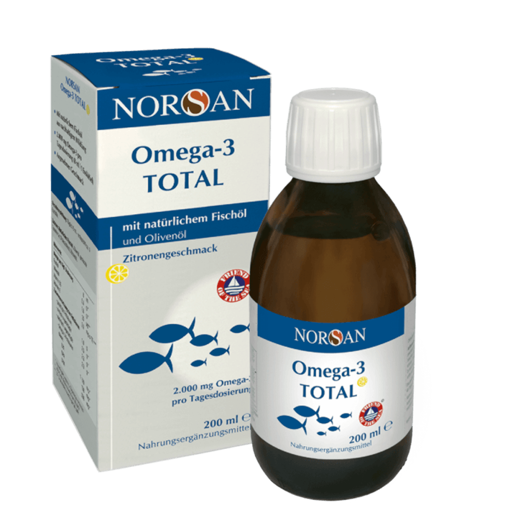 Omega-3 Total Öl von NORSAN mit Zitrone – 2.000 mg Omega-3 pro Tagesdosis, 200 ml Flasche
