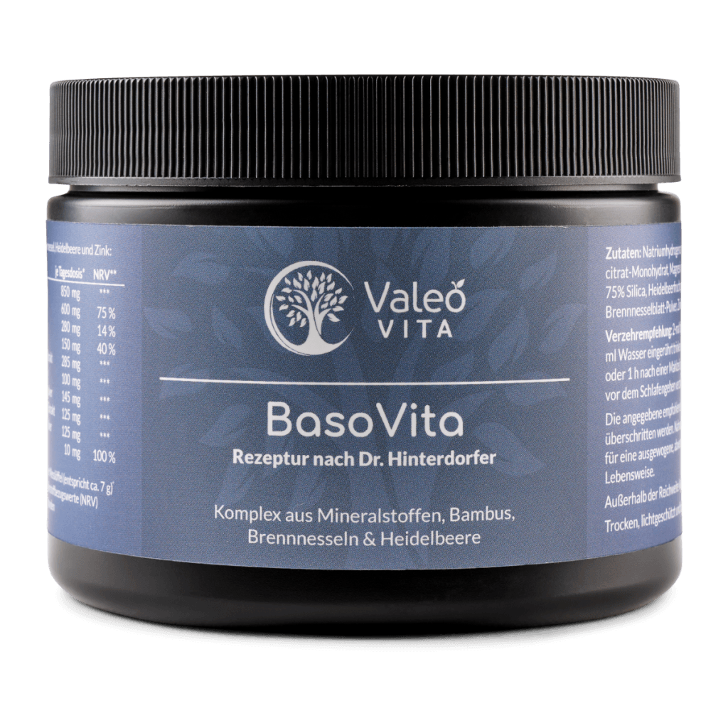 BasoVita Basenpulver von Valeo Vita – Mineralstoffkomplex mit Brennnessel und Silizium, 430 g für 2 Monate