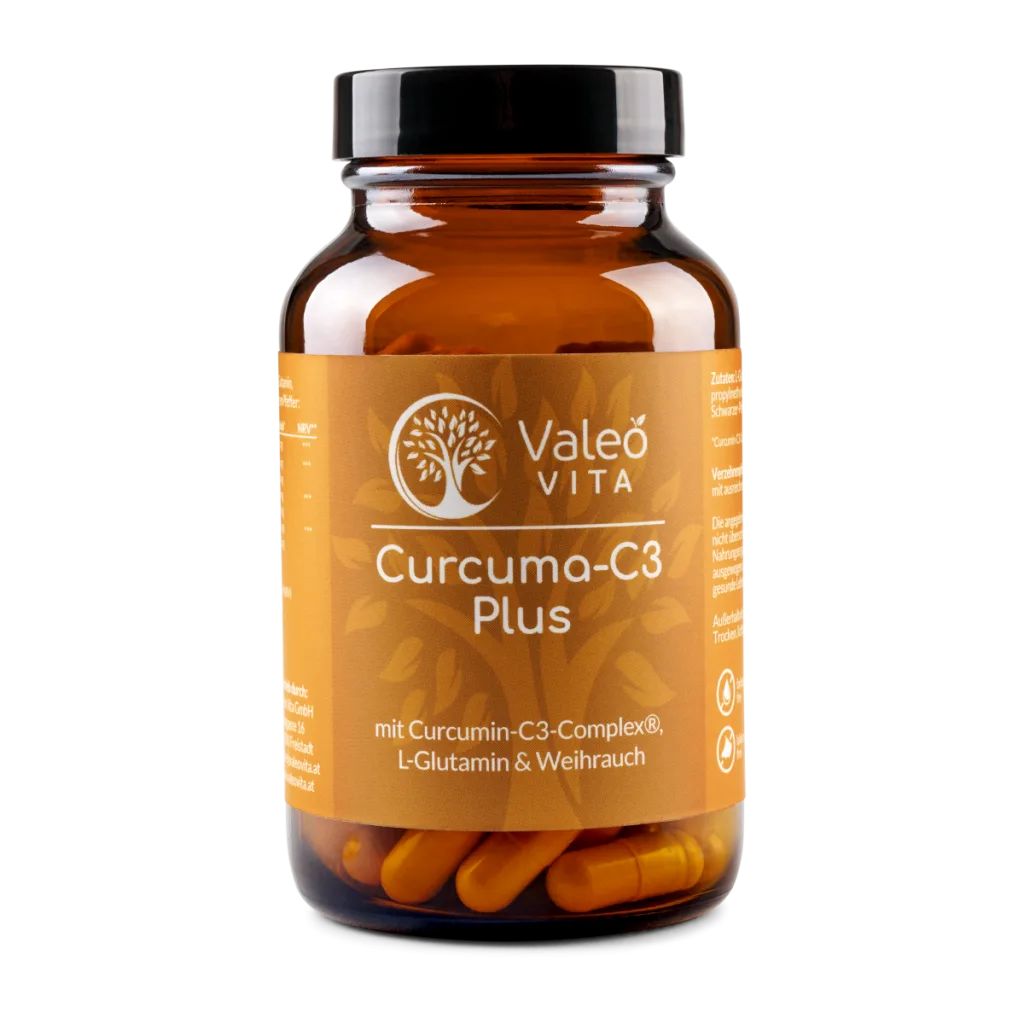 Curcuma-C3 Plus Kapseln von Valeo Vita – Curcumin-C3-Complex mit Piperin, L-Glutamin und Boswellia