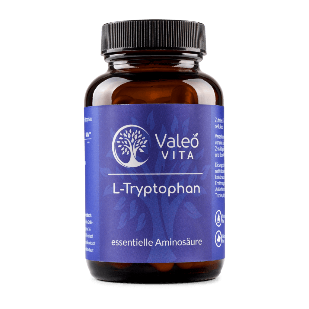 L-Tryptophan Kapseln von Valeo Vita – 500 mg pflanzliches L-Tryptophan aus fermentierten Maissamen