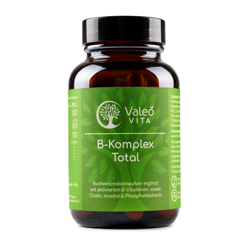 B-Komplex Total von Valeo Vita – Vitamin-B-Komplex mit allen 8 B-Vitaminen in bioaktiven Formen, 60 Kapseln