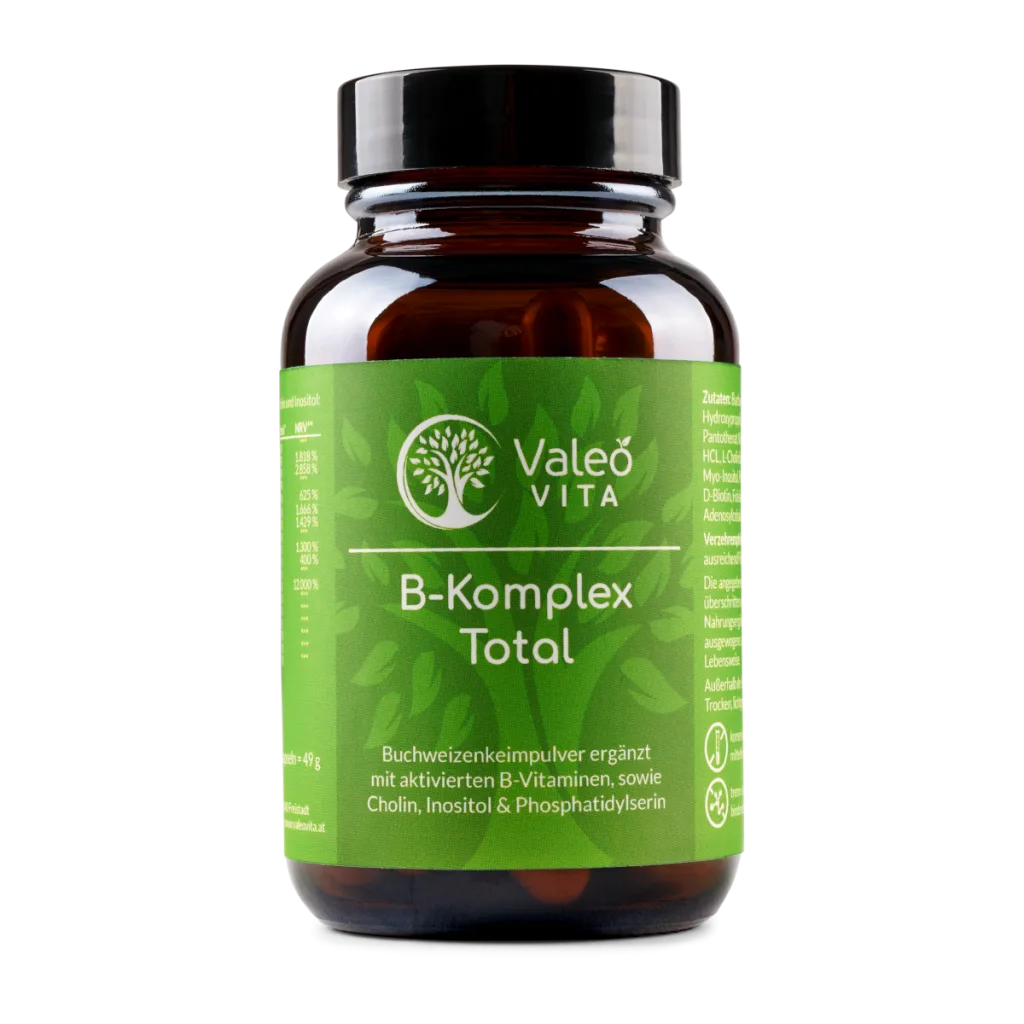 B-Komplex Total von Valeo Vita – Vitamin-B-Komplex mit allen 8 B-Vitaminen in bioaktiven Formen, 60 Kapseln