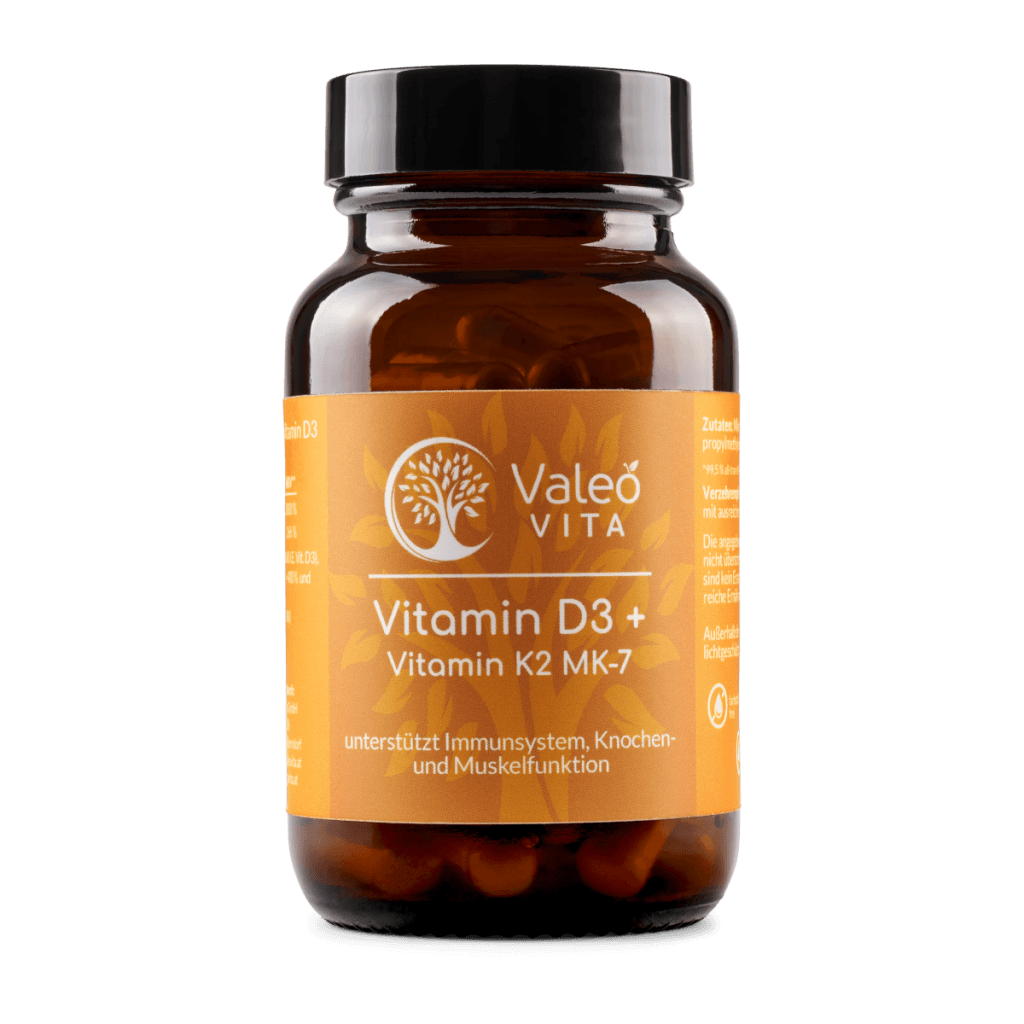 Vitamin D3 + K2 Kapseln von Valeo Vita – 5.000 I.E. D3 und 150 µg K2VITAL pro Kapsel