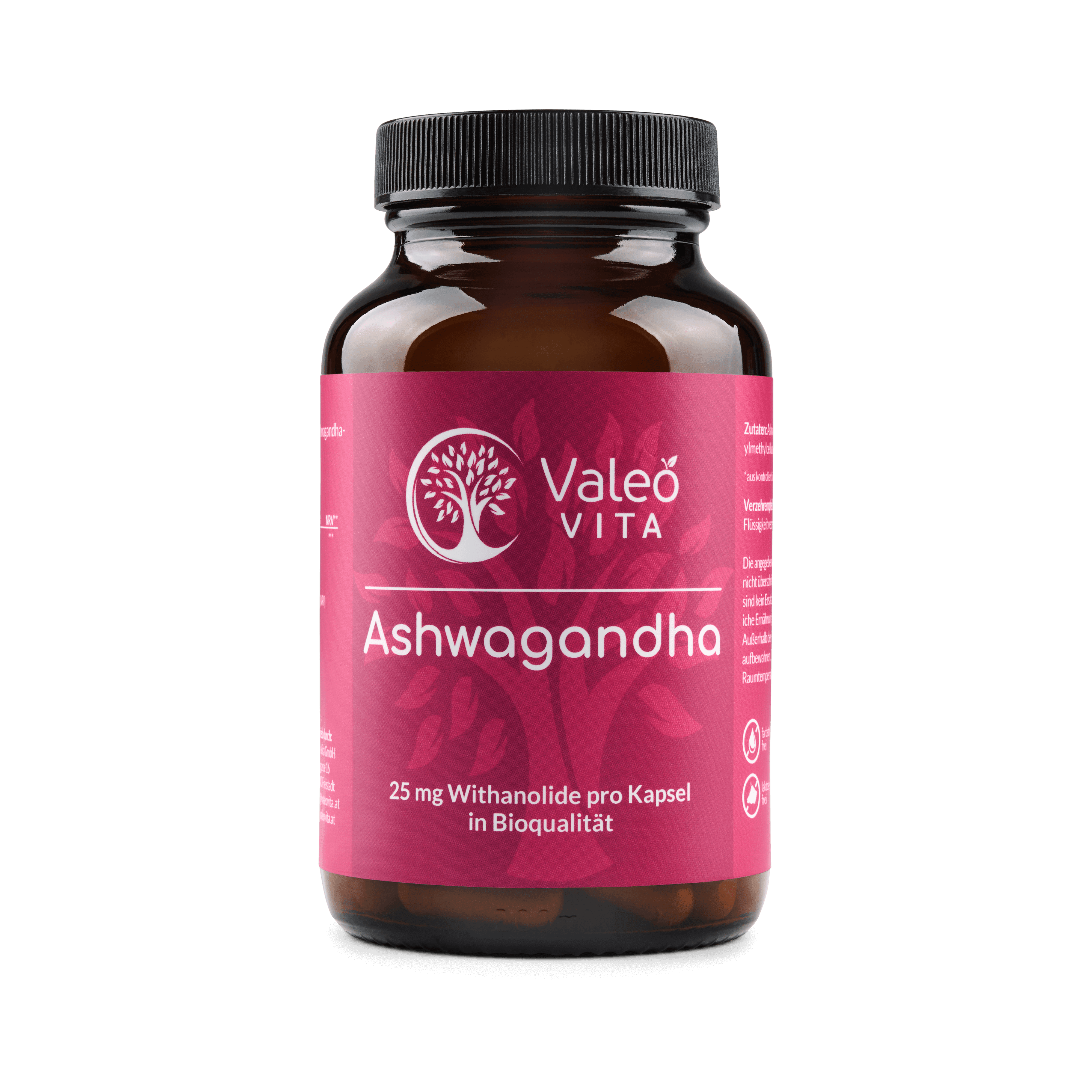 Ashwagandha Kapseln – 500 mg reines Ashwagandha-Wurzelextrakt mit 5 % Withanoliden, vegan und ohne Zusatzstoffe